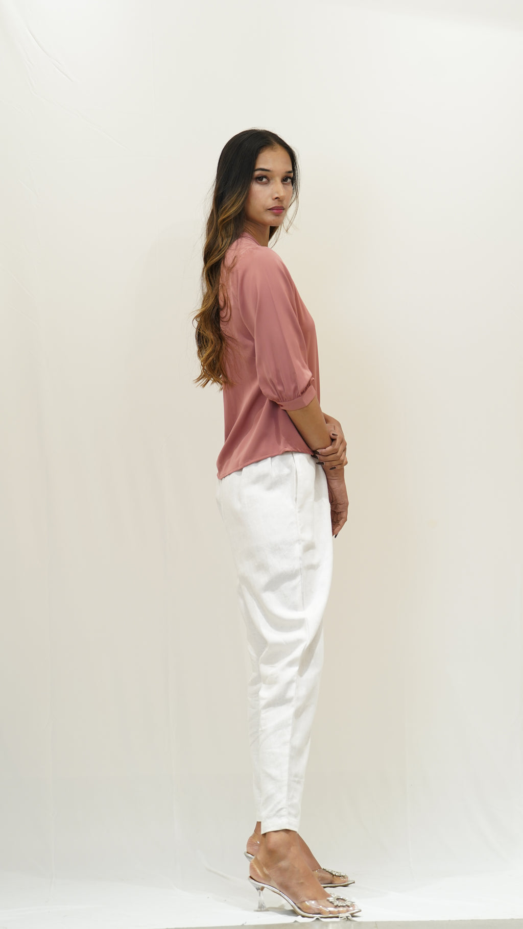 Elegance in Rose V-Neck Blouse