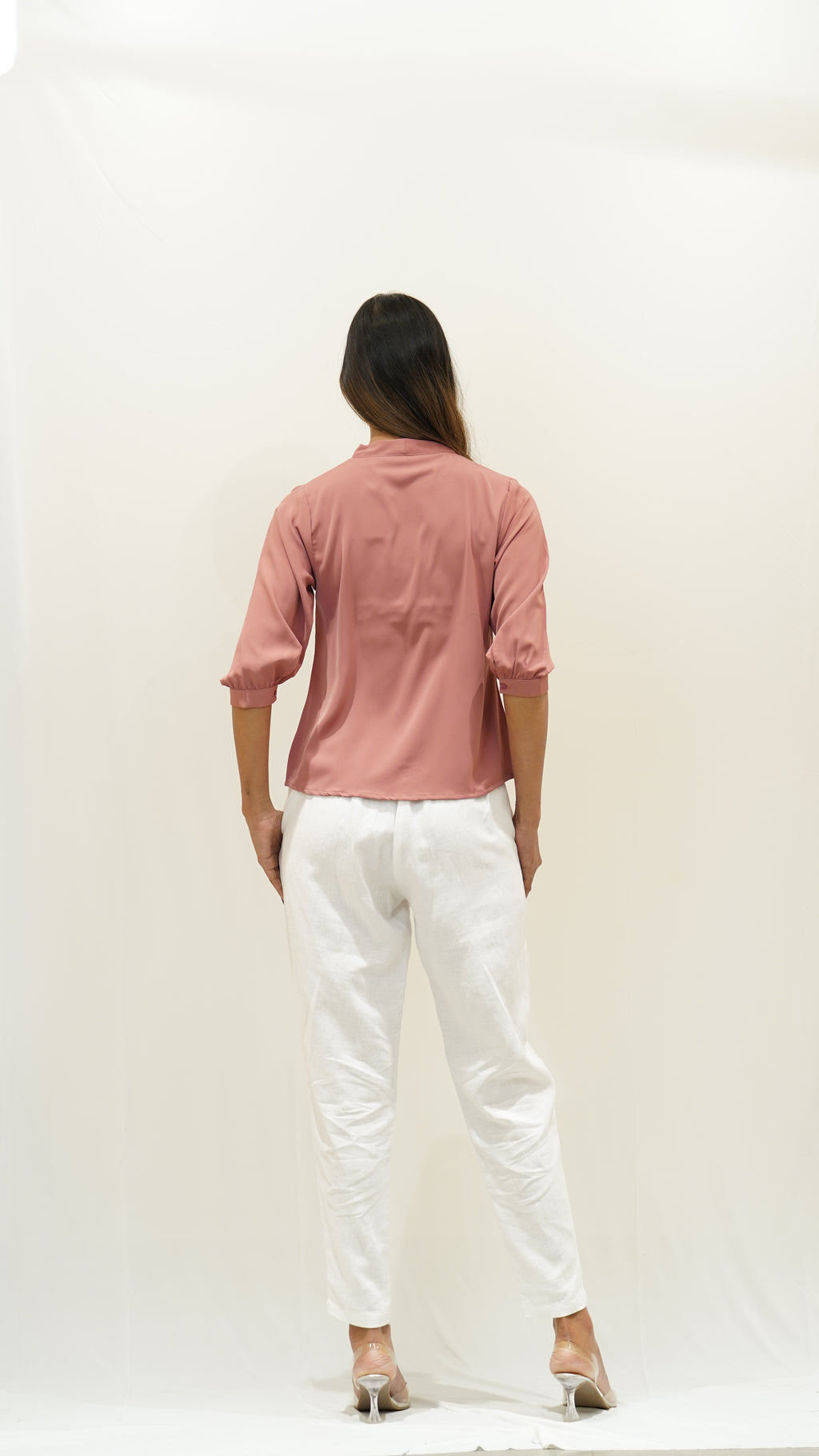 Elegance in Rose V-Neck Blouse