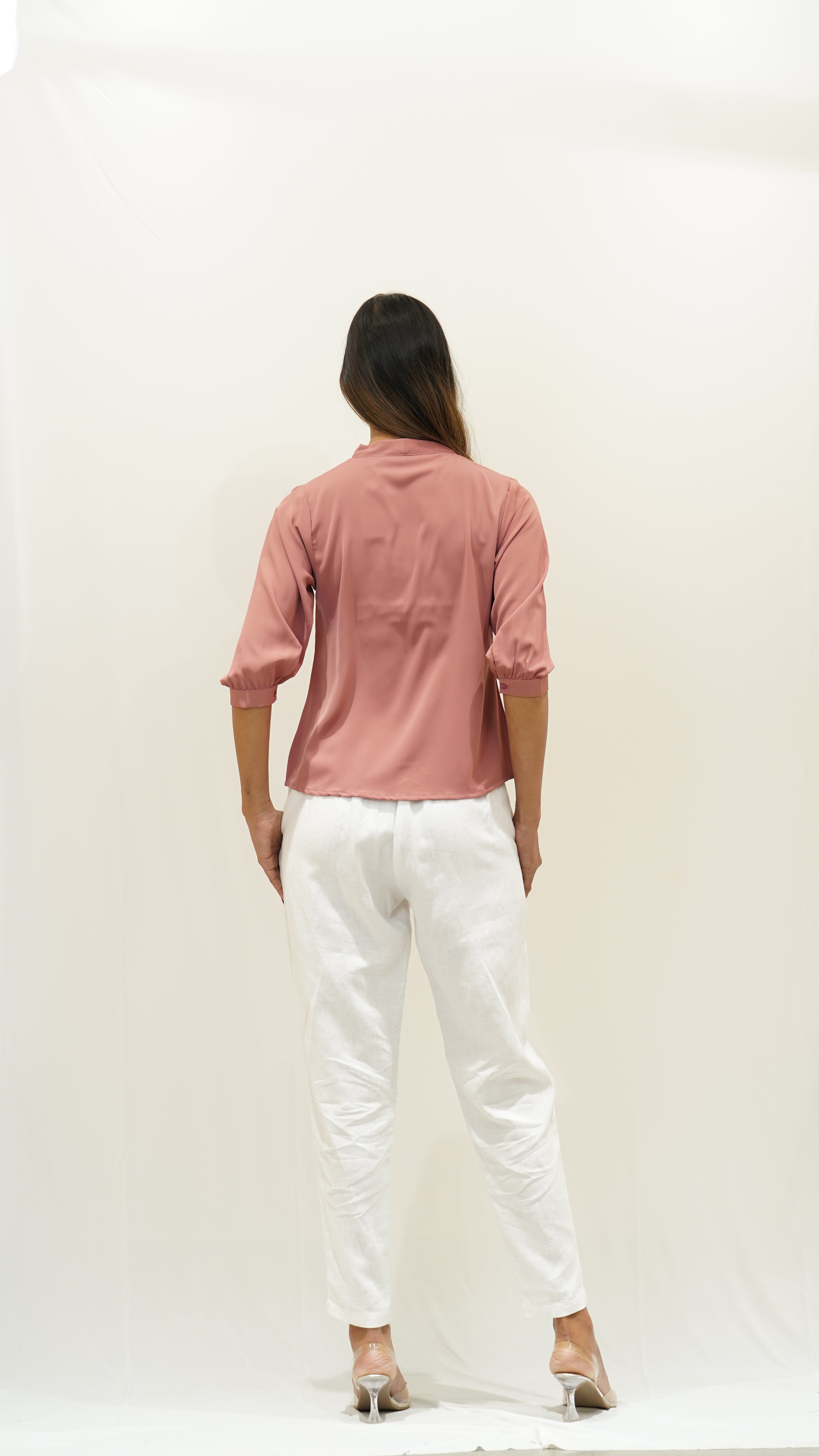 Elegance in Rose V-Neck Blouse