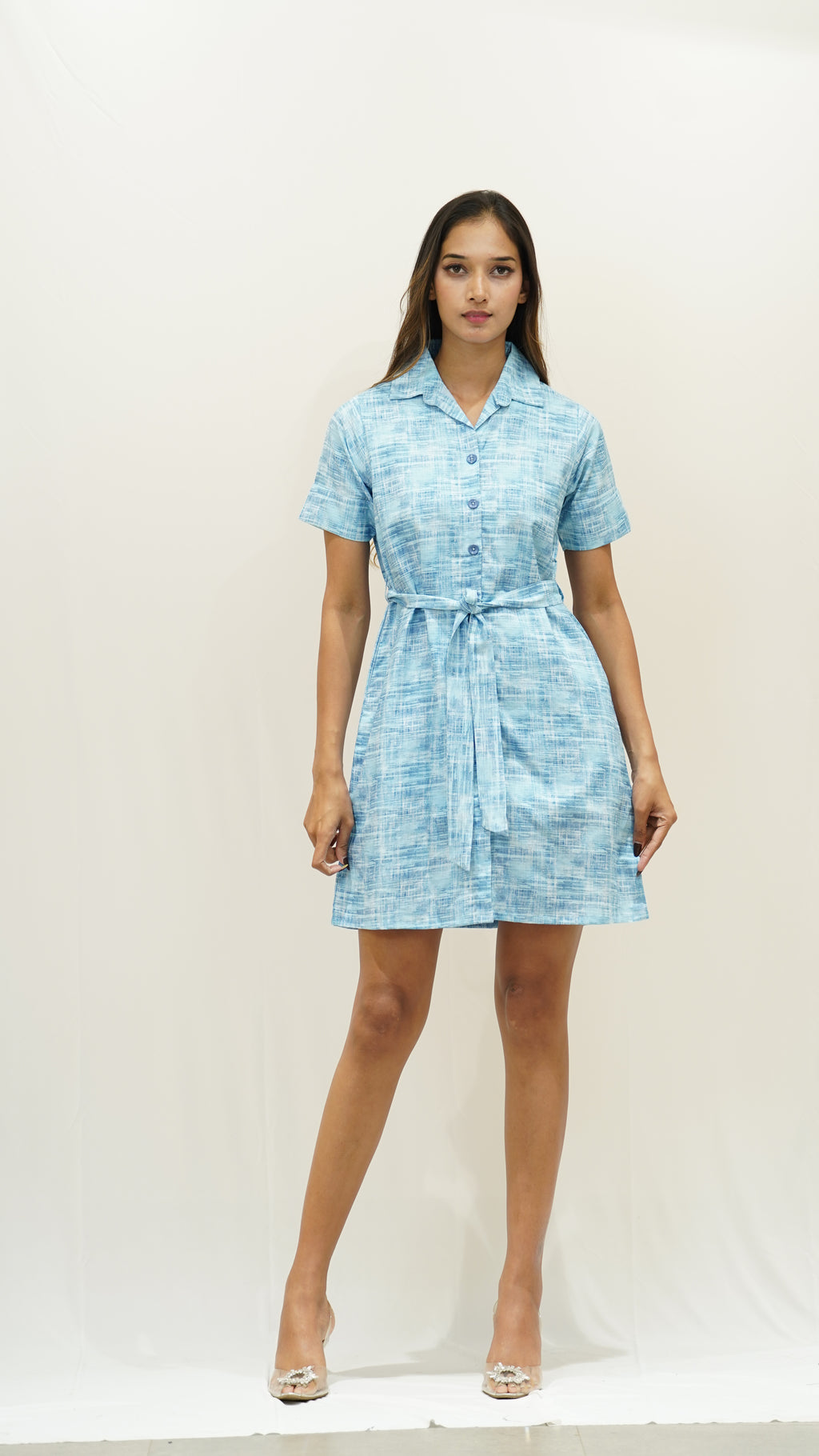 Short-Sleeve Button-Down Dress