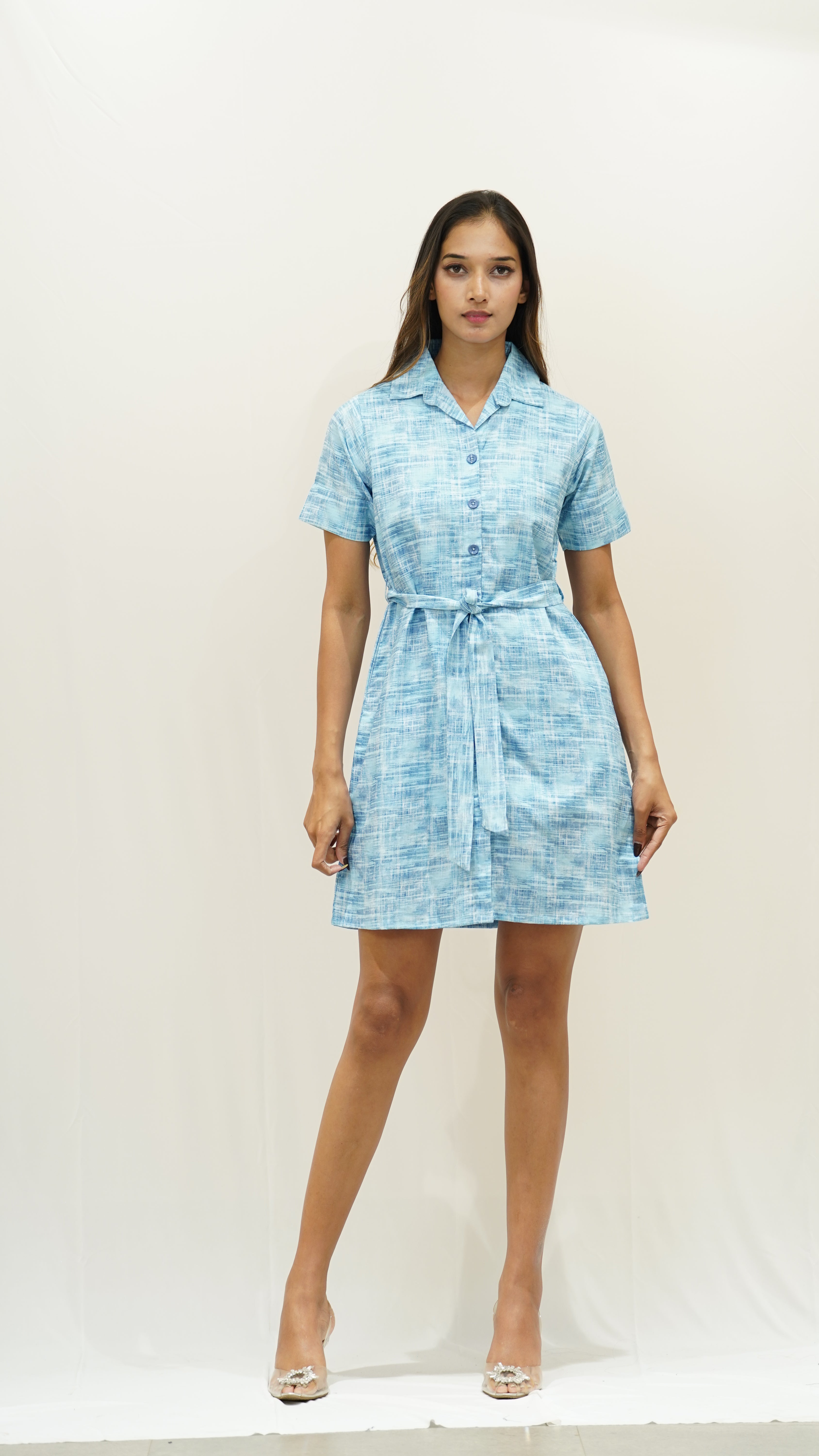 Short-Sleeve Button-Down Dress