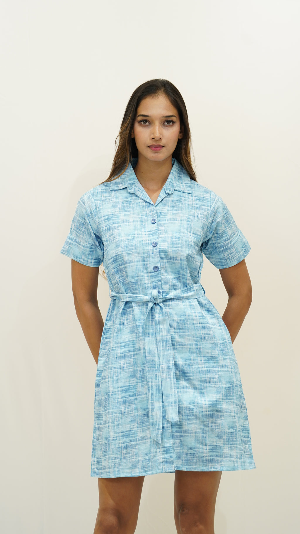 Short-Sleeve Button-Down Dress