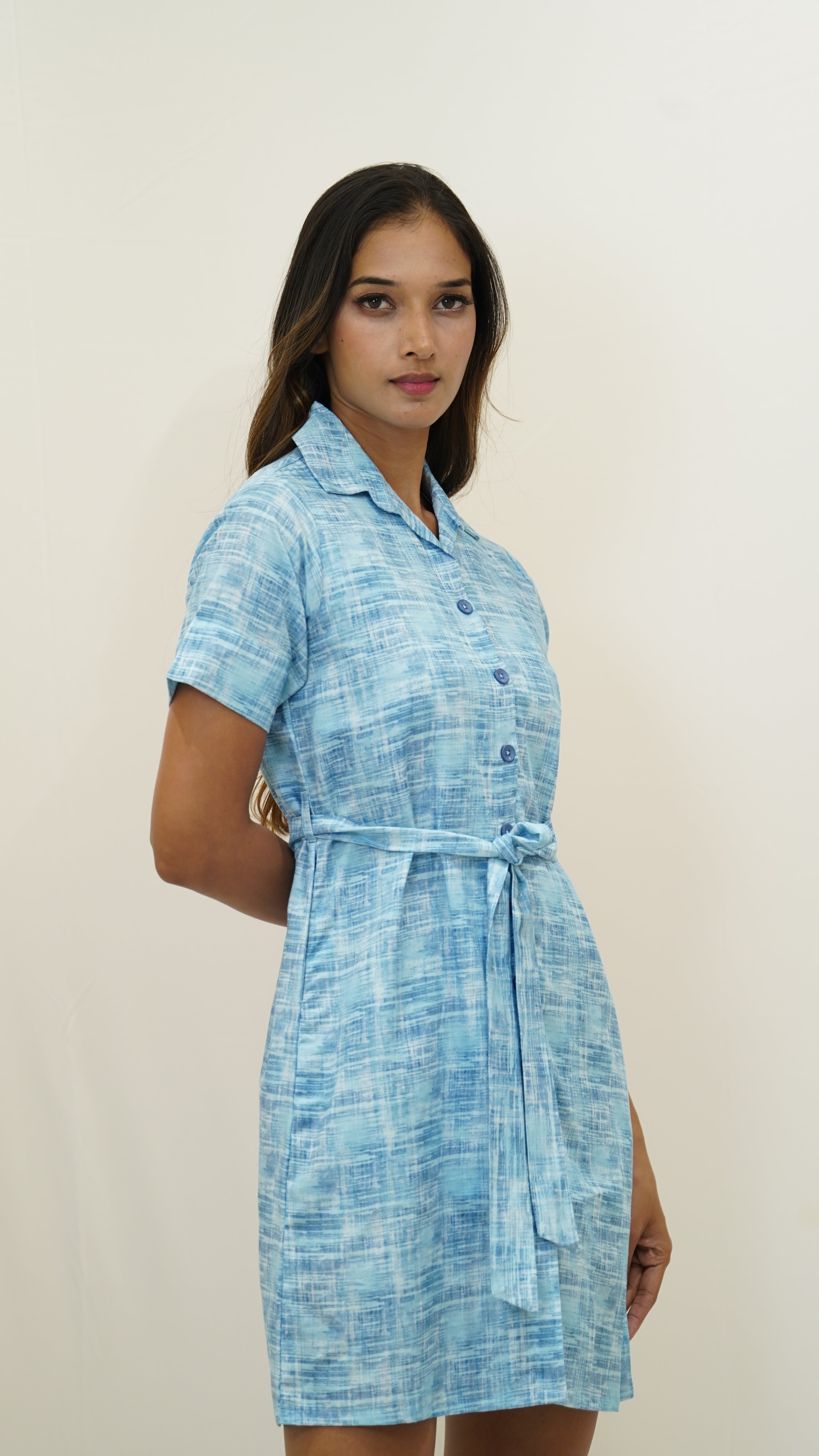 Short-Sleeve Button-Down Dress