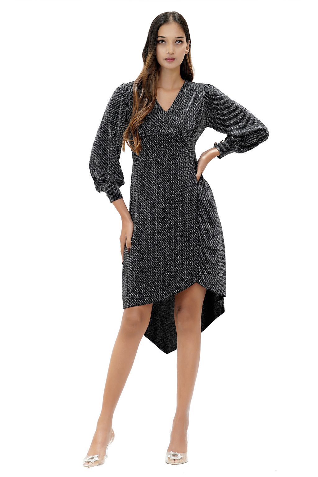 Midnight Sparkle High-Low Mini Dress