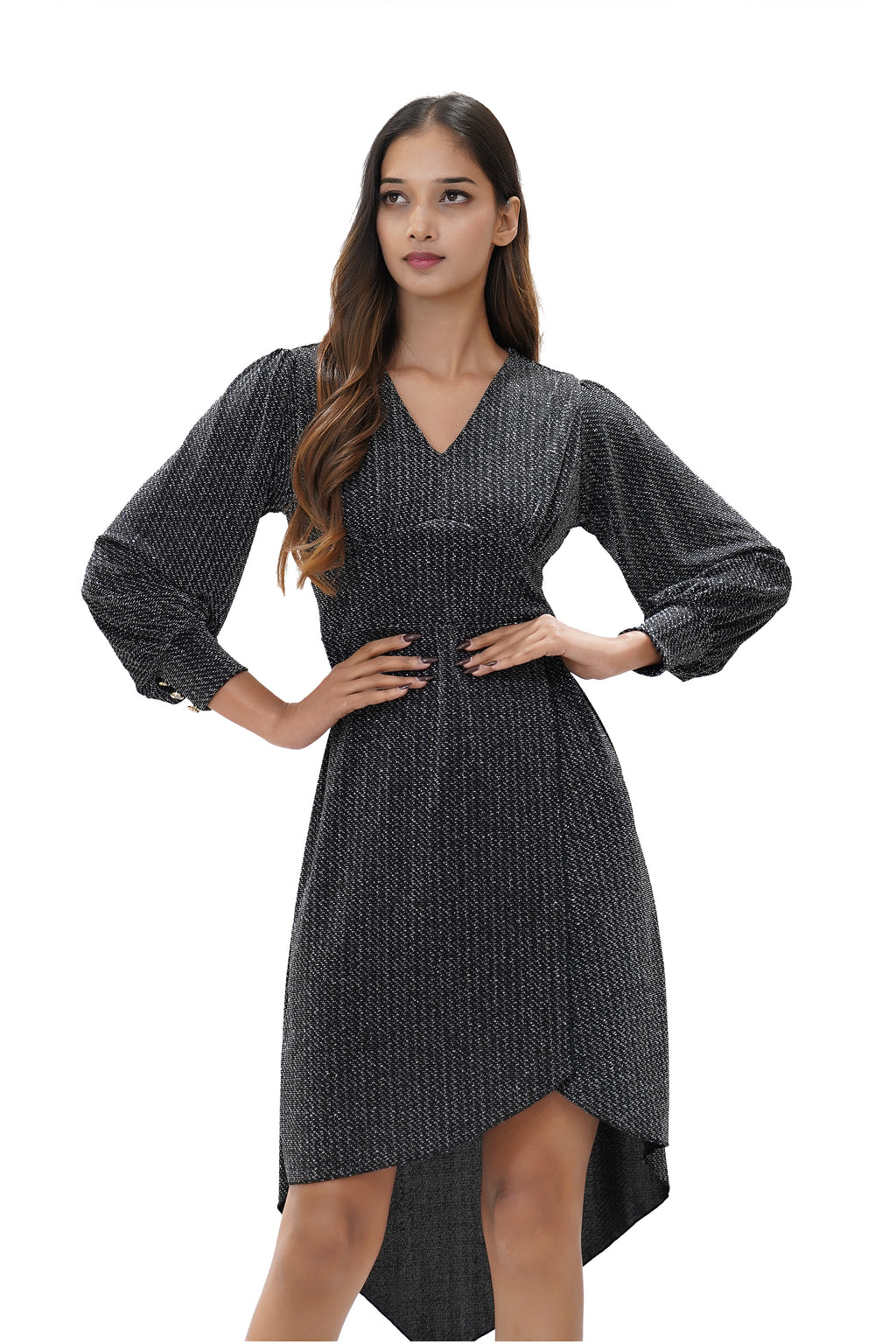 Midnight Sparkle High-Low Mini Dress