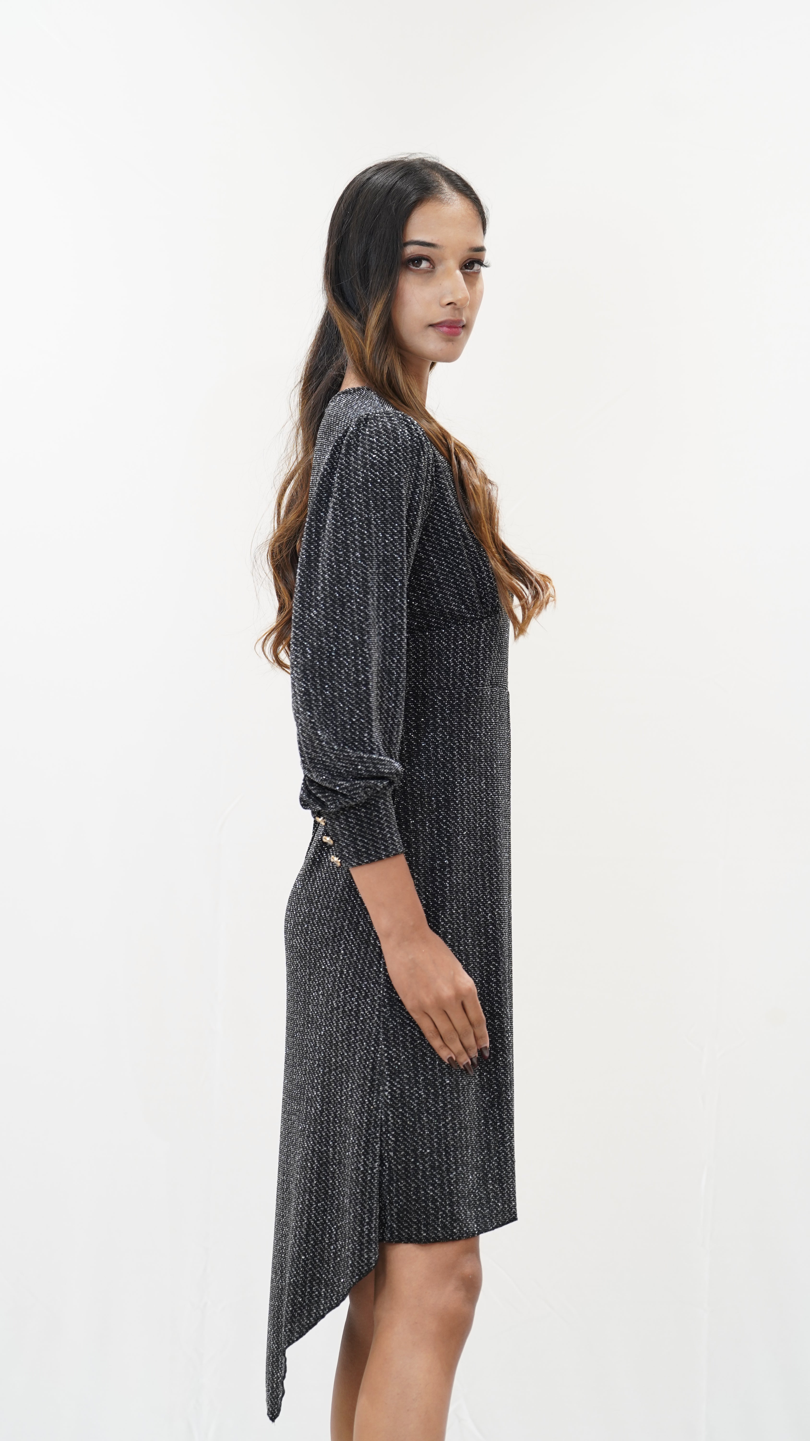 Midnight Sparkle High-Low Mini Dress