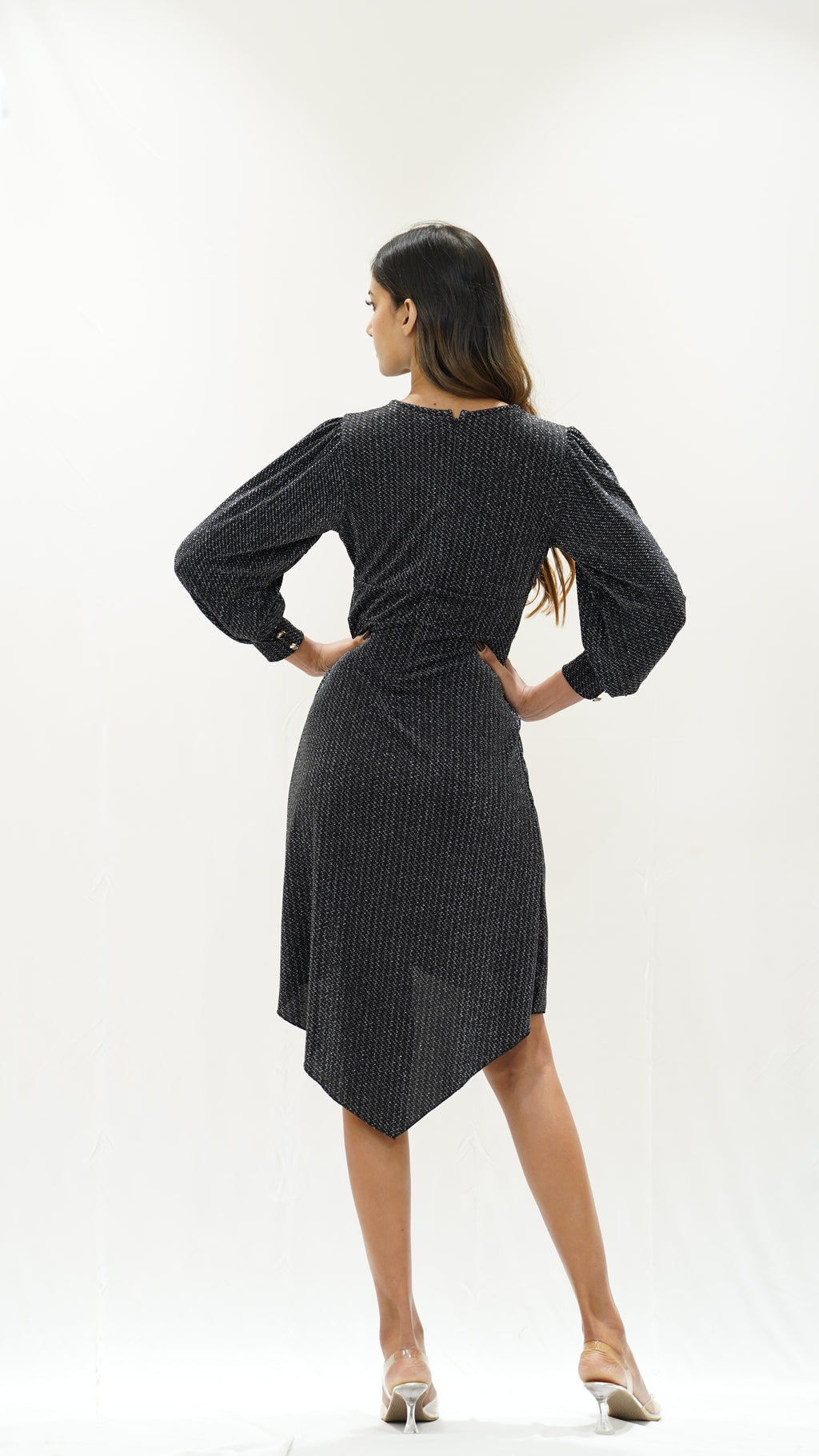 Midnight Sparkle High-Low Mini Dress