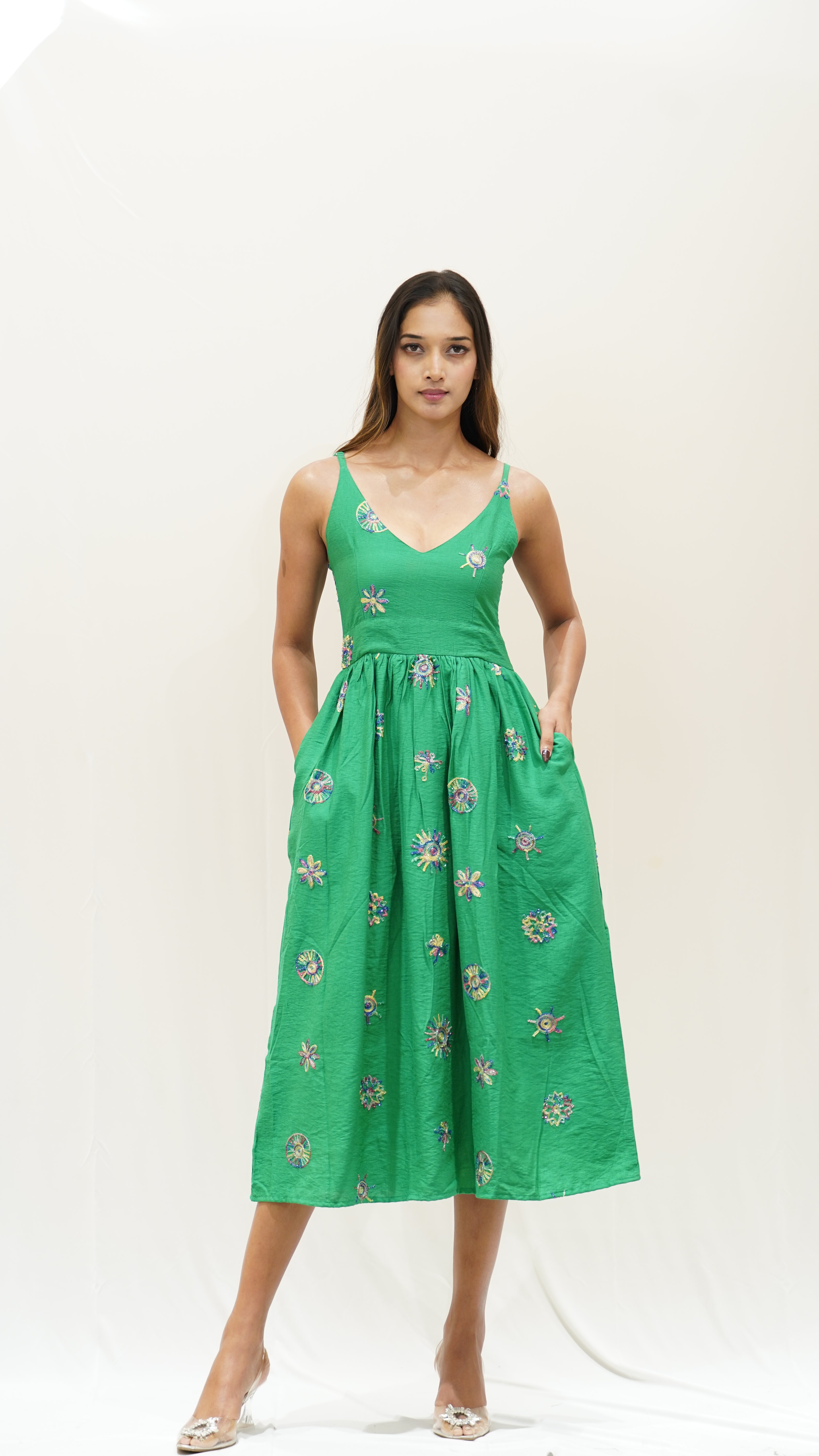 Embroidered Midi Dress