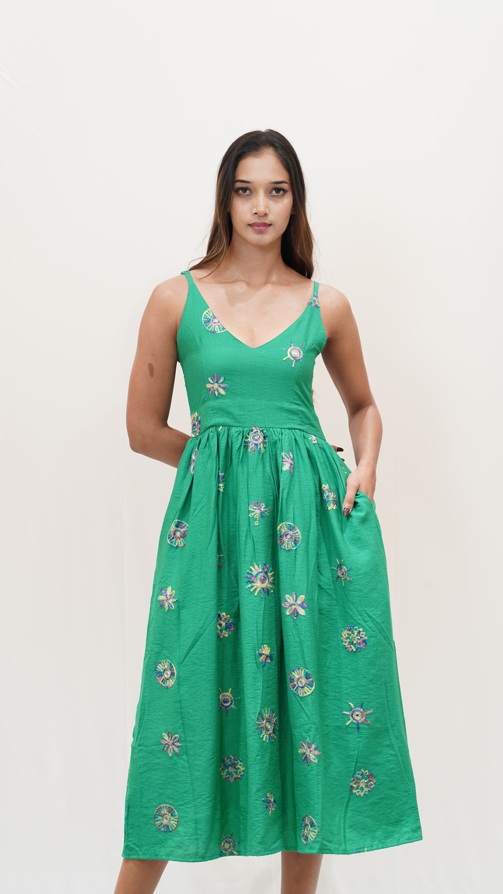Embroidered Midi Dress