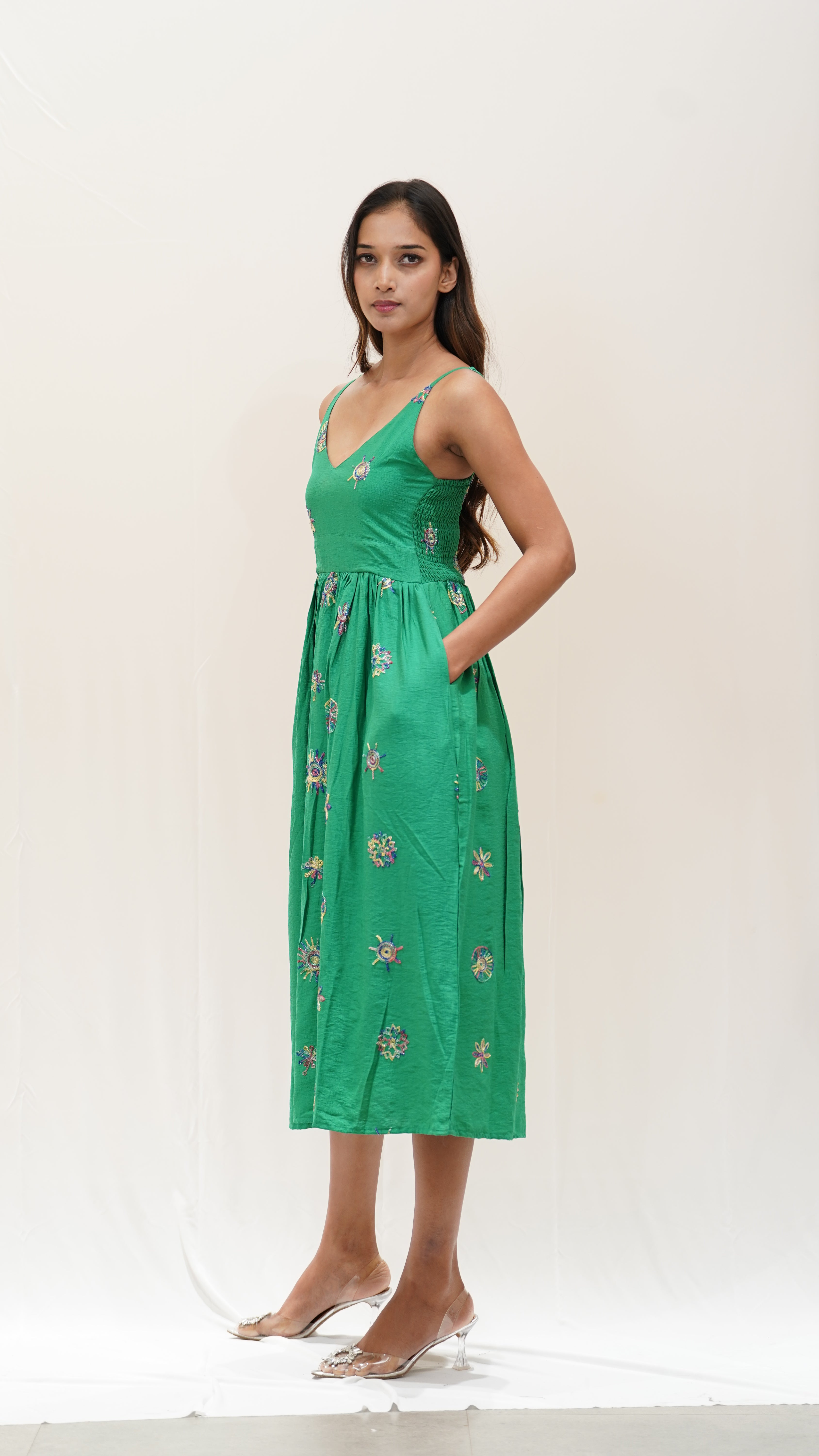 Embroidered Midi Dress