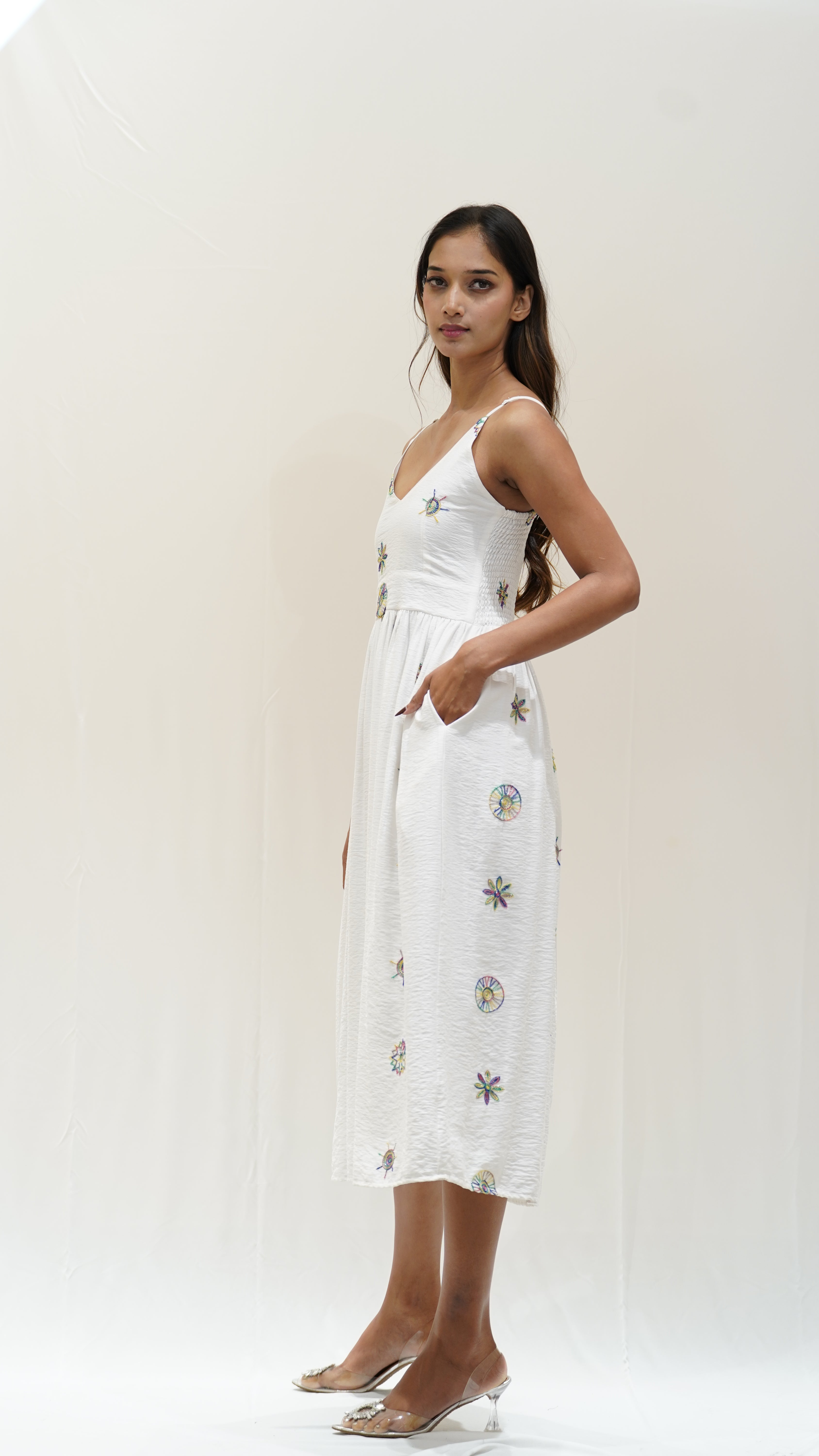 Embroidered Midi Dress
