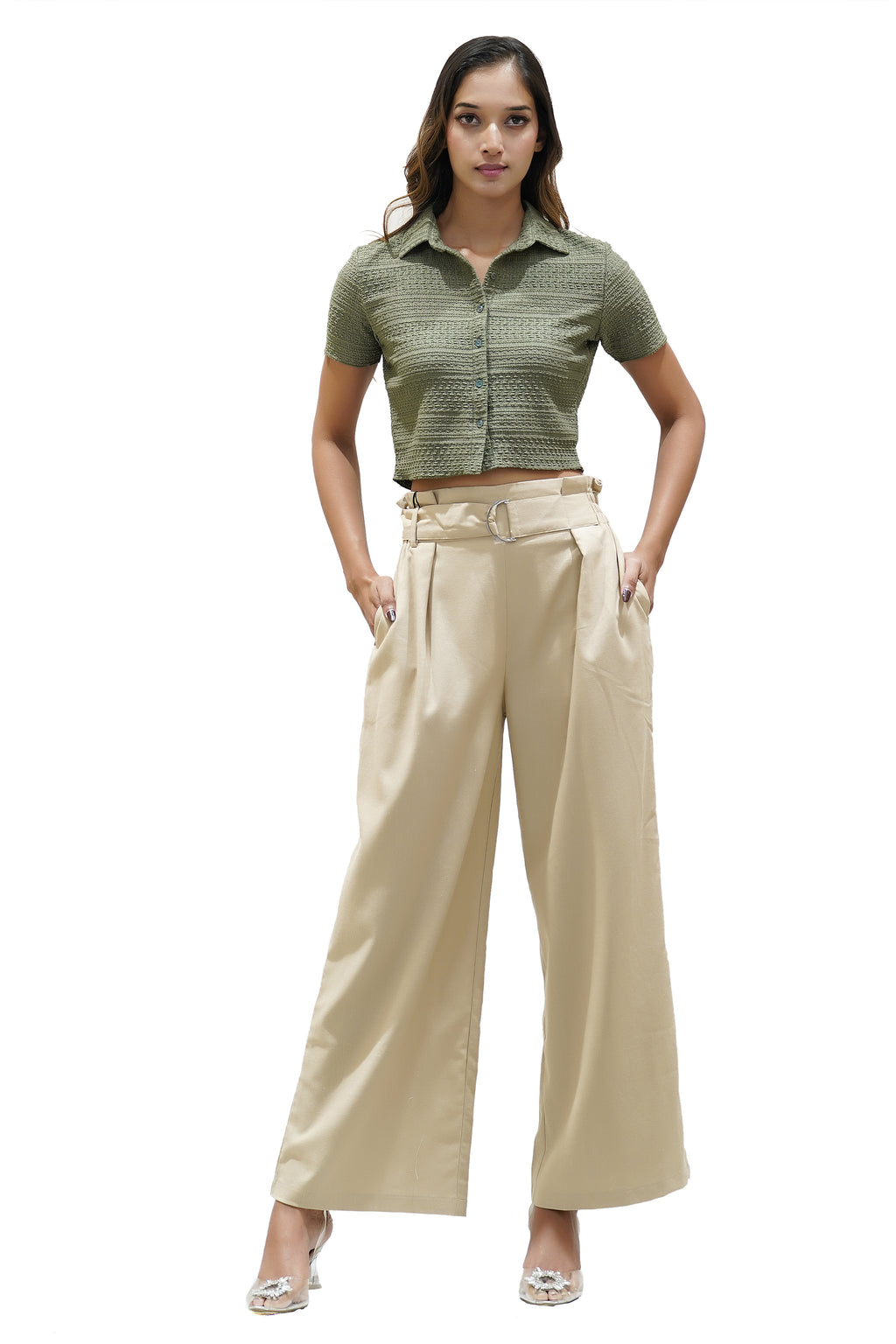 High-Waisted Wide-Leg Trousers