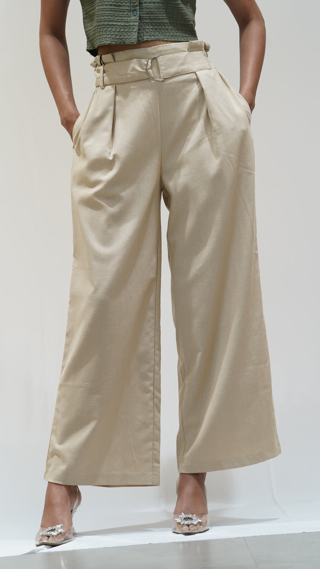 High-Waisted Wide-Leg Trousers