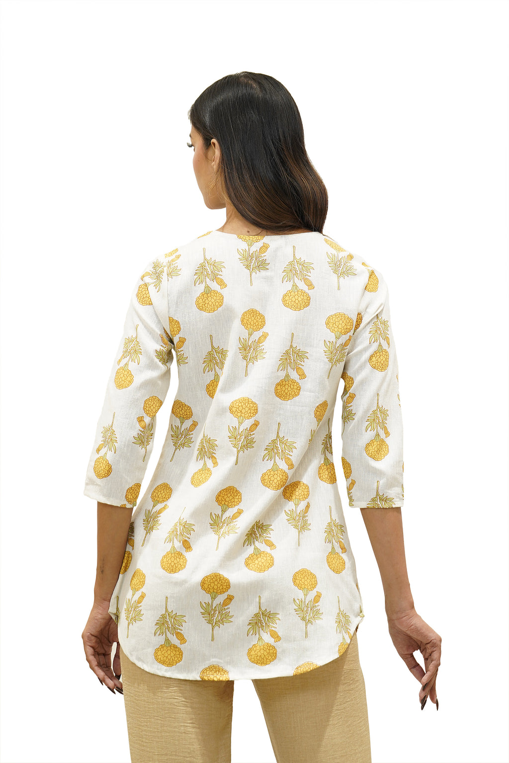 Floral Marigold Print Summer Top
