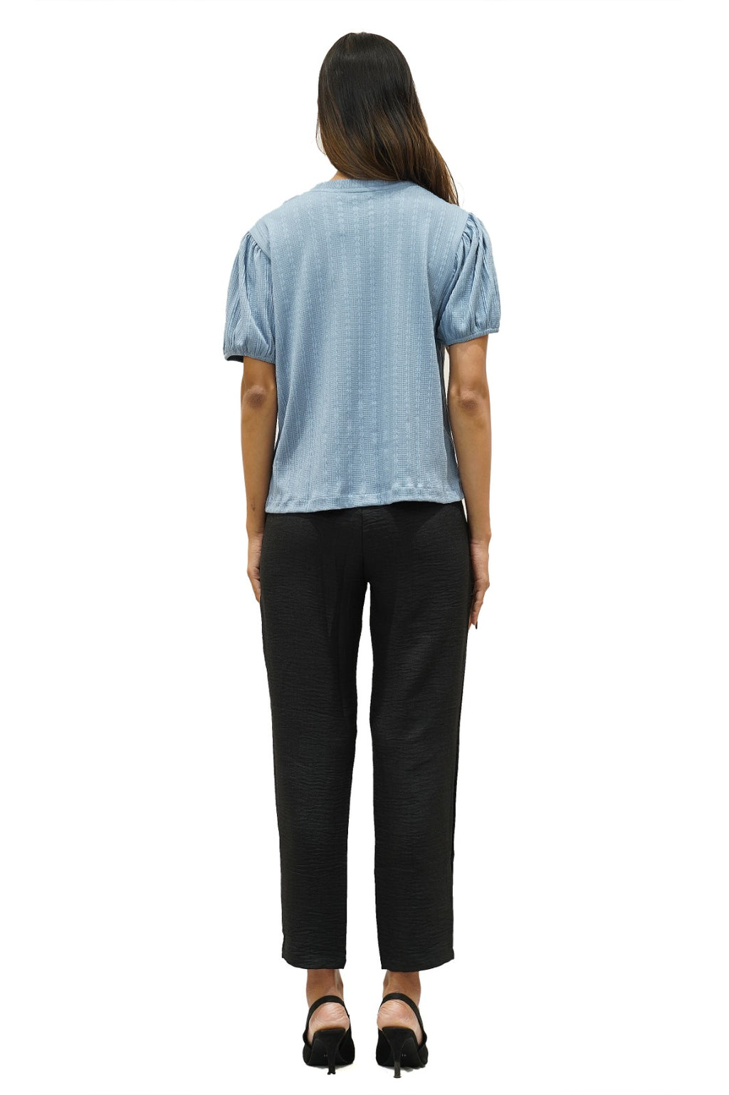 Textured Puff-Sleeve Top