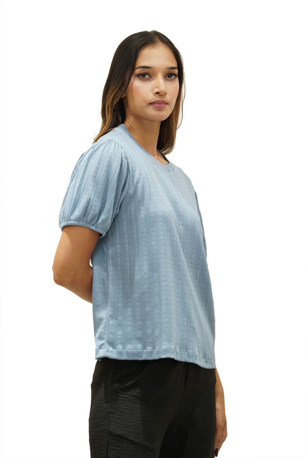 Textured Puff-Sleeve Top