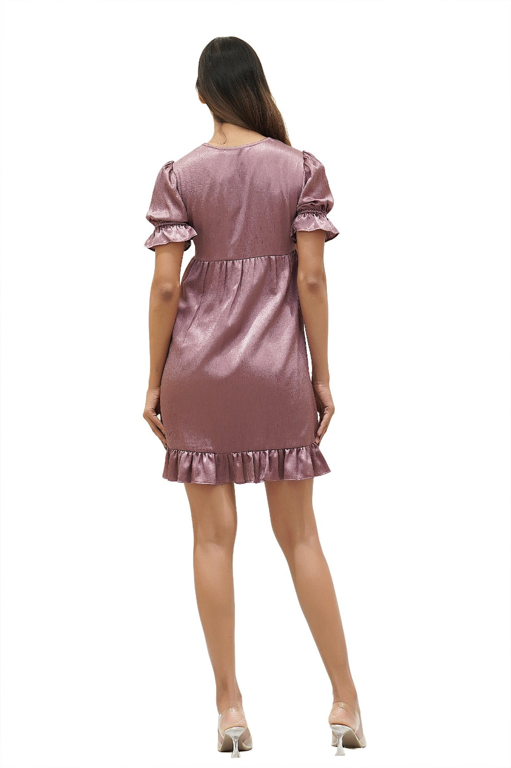 Square-Neck Ruffle Mini Dress